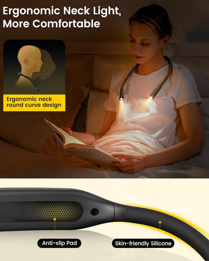 Glocusent Neck Book Light, Rechargeable Neck Lights for Crafts Reading