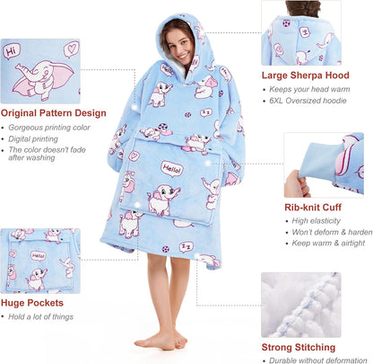 Narecte Cozy Oversized Blanket Hoodie Wearable Blanket Adults Soft Hooded Blanket Hoodie Birthday Gifts for Women Christmas - Colors B