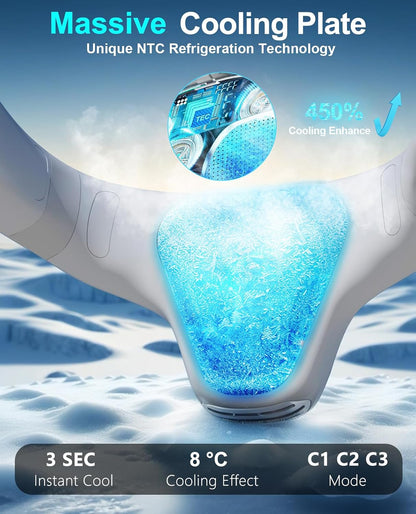 Neck Fan Air Conditioner with Large Cooling Plate, Portable Neck Fans that Blow Cold Air 360° Airflow, Wearable Personal AC Quiet Back Air Outlet 6000mAh Rechargeable,Gifts for Men Women Travel Office