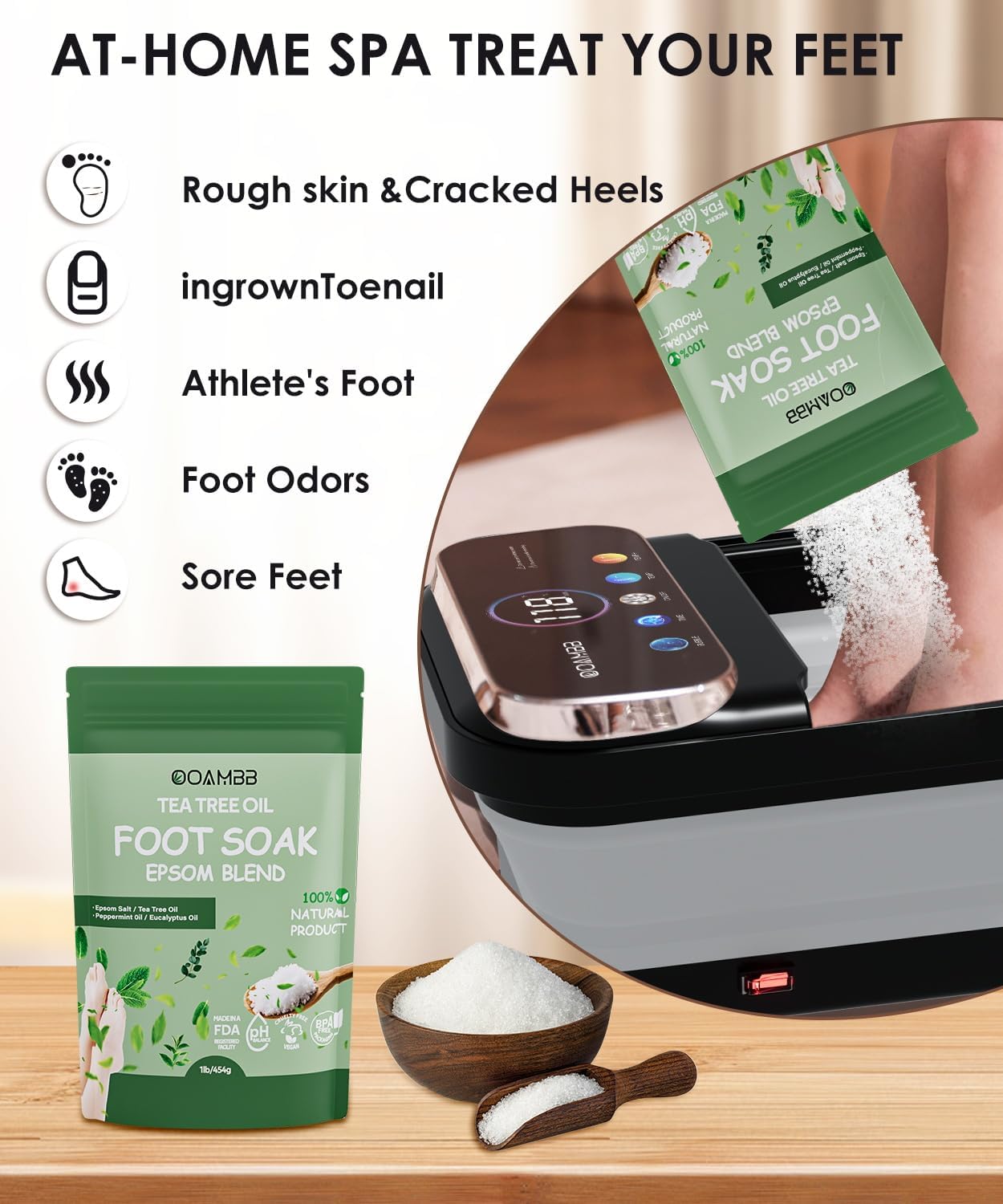 OOAMBB Collapsible Foot Spa with Heat, Bubble,Temp Control,Remote Control, Color Touch Screen Foot Bath Massager with 6 Massage Rollers,Foot Soaking Tub,Pedicure Foot spa for Stress Relief (Deep Grey)