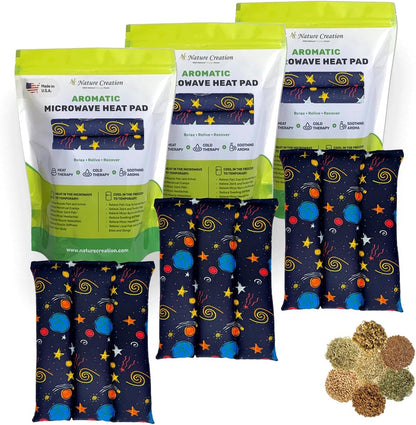 Nature Creation Microwaveable Herbal Heating Pad for Lumbar - Soothing Hot & Cold Therapy Pack for Lower Back- Soothing Relaxation, Warmth and Comfort - Lavender Flowers