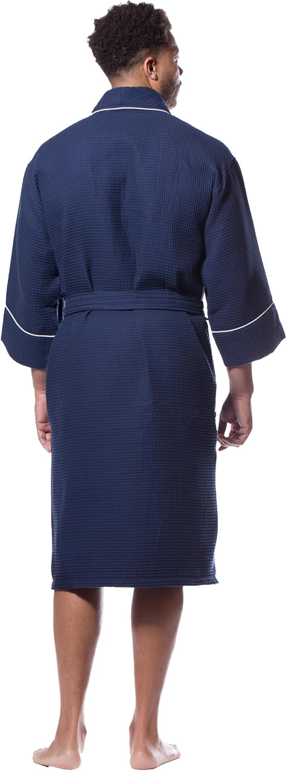 Turquaz Womens Lightweight Waffle Kimono Bathrobe for Men - Soft Quick-Dry Spa & Summer Towel Robe, Cotton Blend