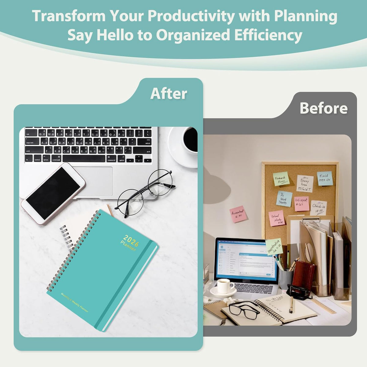 Planner 2026-2027, Weekly and Monthly Calendar Planner, JUL 2026 - JUN 2027 - Colors B