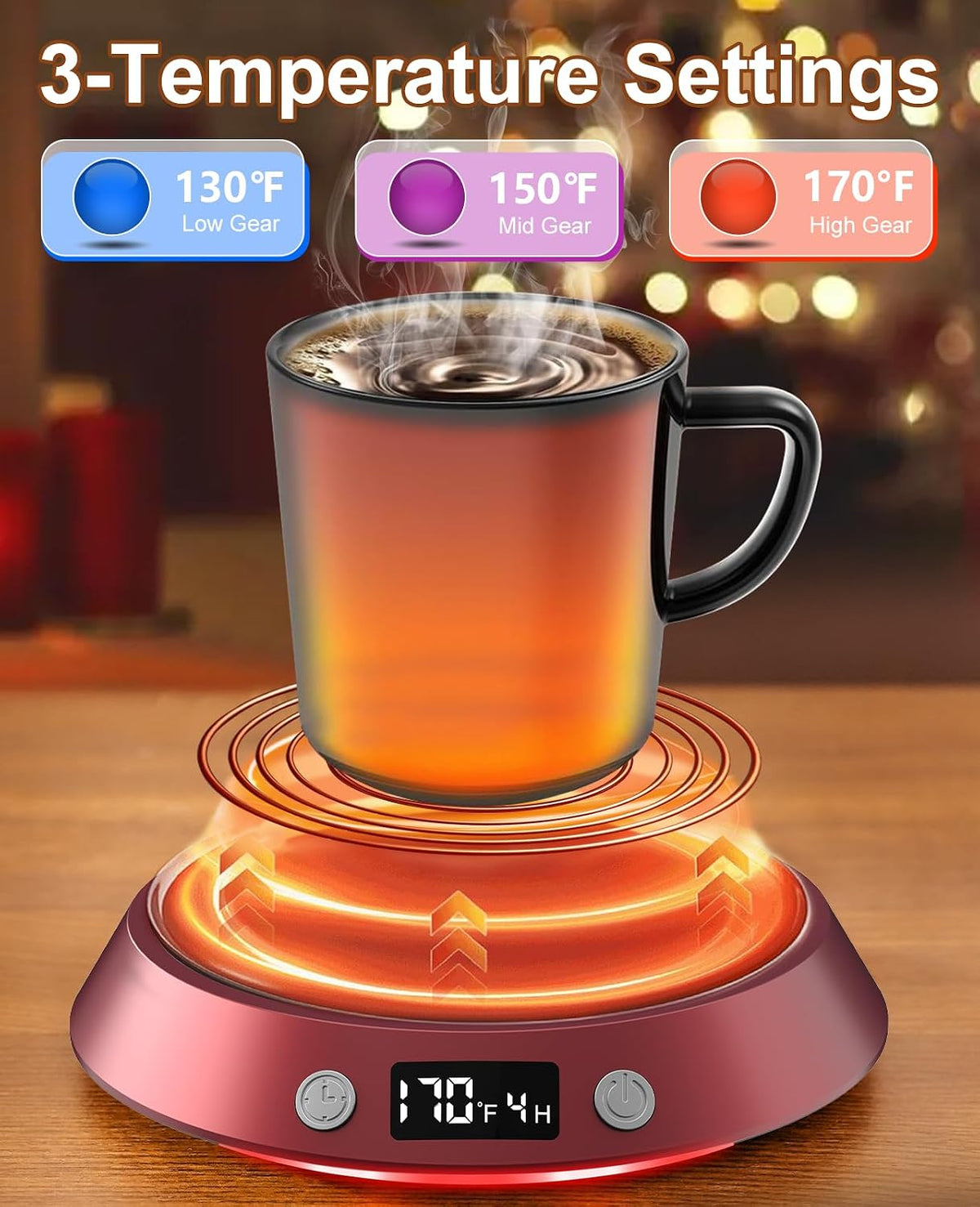Kepwam Mug Warmer for Desk, Coffee Warmer with 3 Temp Settings & 2-9H Timer