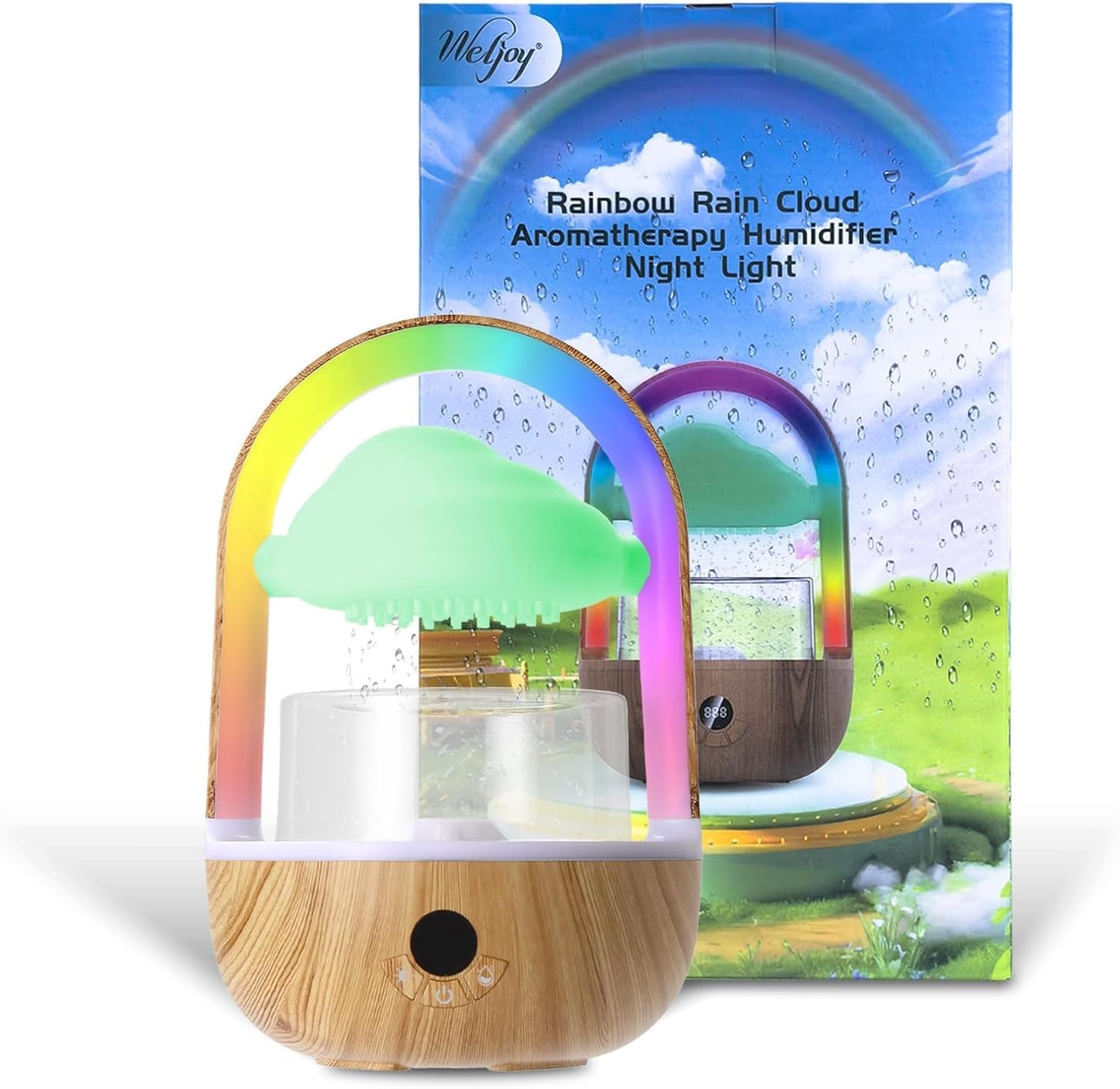 Aromatherapy Essential Oil Diffuser Rainbow Rain Cloud Humidifier Water Drip Mushroom Diffuser with Running Lights & Rain Sounds for Sleeping - Tabletop Water Fountain & Night Light