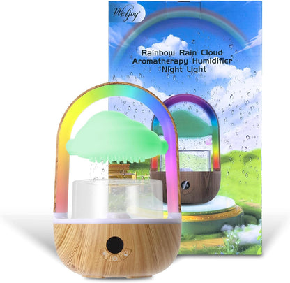 Aromatherapy Essential Oil Diffuser Rainbow Rain Cloud Humidifier Water Drip Mushroom Diffuser with Running Lights & Rain Sounds for Sleeping - Tabletop Water Fountain & Night Light
