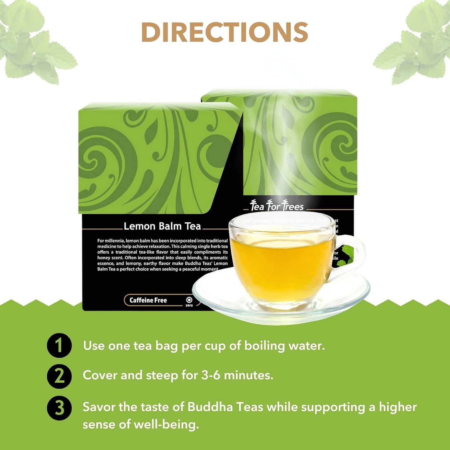Buddha Teas Organic Lemon Balm - OU Kosher, USDA Organic, CCOF, 18 Bleach-Free Tea Bags