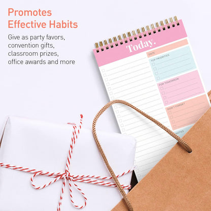 Sweetzer & Orange Daily & Weekly To Do List Notepad – Undated Work Planner & Organizer with Wish List Section, 52-Sheet Coiled Task Pad for Productivity – SET OF 4 To Do List Notebook for Work