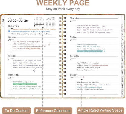 Planner 2026-2027, Weekly and Monthly Calendar Planner, JUL 2026 - JUN 2027 | A5(6.3'' x 8.5''), Hardcover, Agenda Book, Sprial Bound, Inner Pocket, Office and School Use