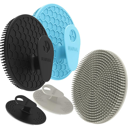 Silicone Body and Face Scrubber Set 5 Pack, BEAUTAIL Shower Bath Scrubber, Gentle Exfoliating Brush for Women Men Sensitive Skin, More Hygienic Than Traditional Loofah, Long Lasting, Black+Pink+Green