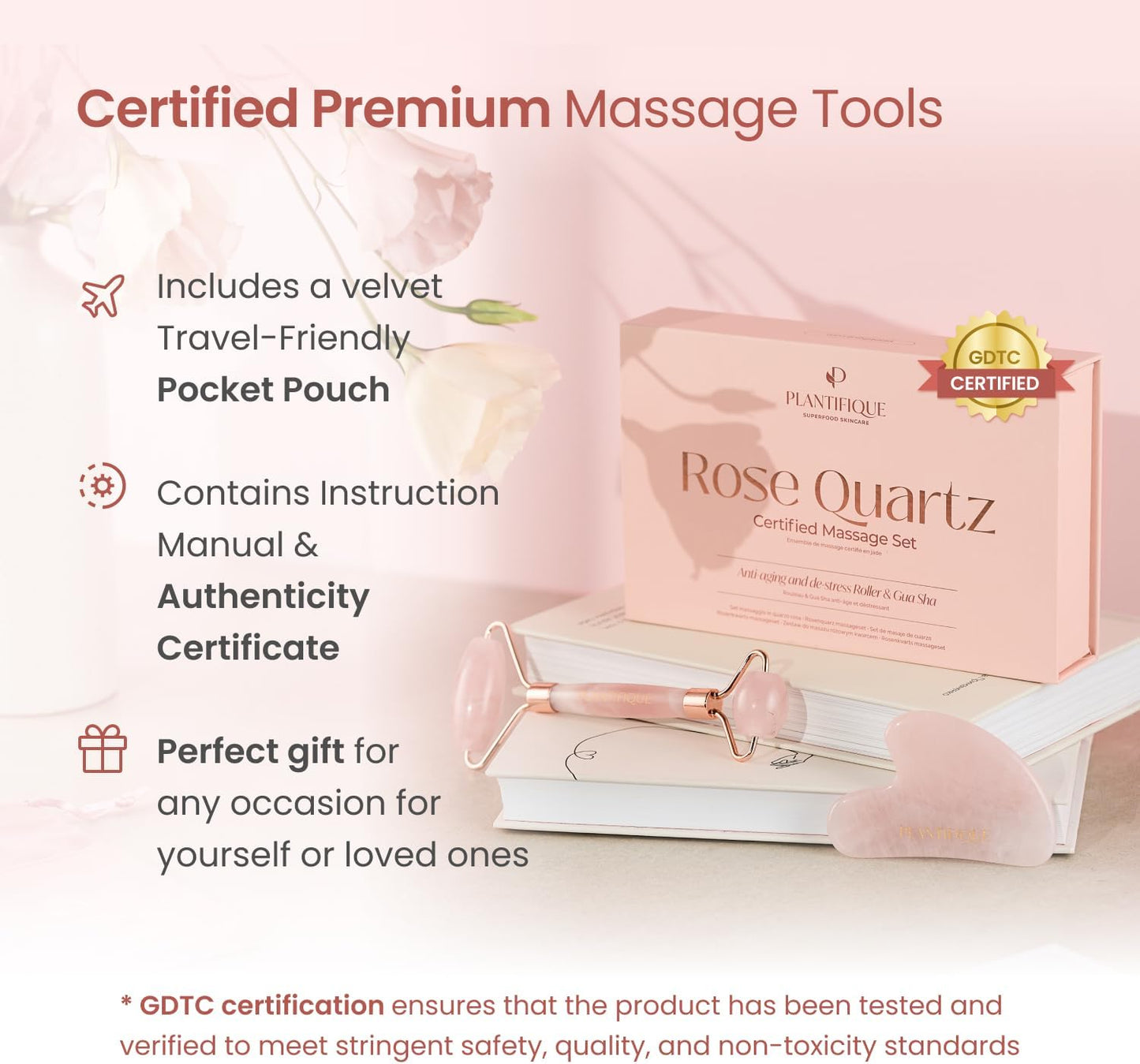 PLANTIFIQUE Stainless Steel Gua Sha and Ice Roller for Face & Body - Cooling Facial Tool Set to Reduce Puffiness, Improve Lymphatic Drainage & Soothe Skin