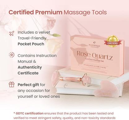 PLANTIFIQUE Stainless Steel Gua Sha and Ice Roller for Face & Body - Cooling Facial Tool Set to Reduce Puffiness, Improve Lymphatic Drainage & Soothe Skin