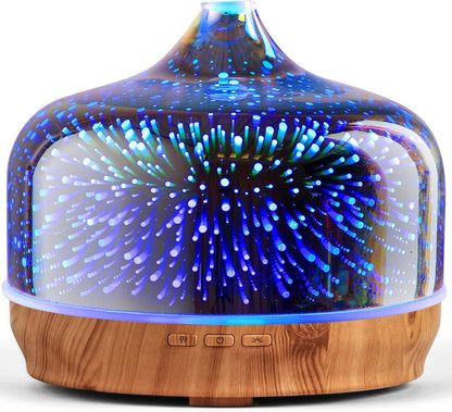 Porseme 500ml Glass Essential Oil Diffuser Aromatherapy Ultrasonic Cool Mist Humidifier 15-21 Running Hours Waterless Auto-Off Air Diffusers for Sleeping Yoga Working Spa(Light Blue)