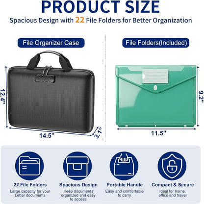 Fireproof Binder Organizer with 22 Pack Binder Pocket, Letter Size