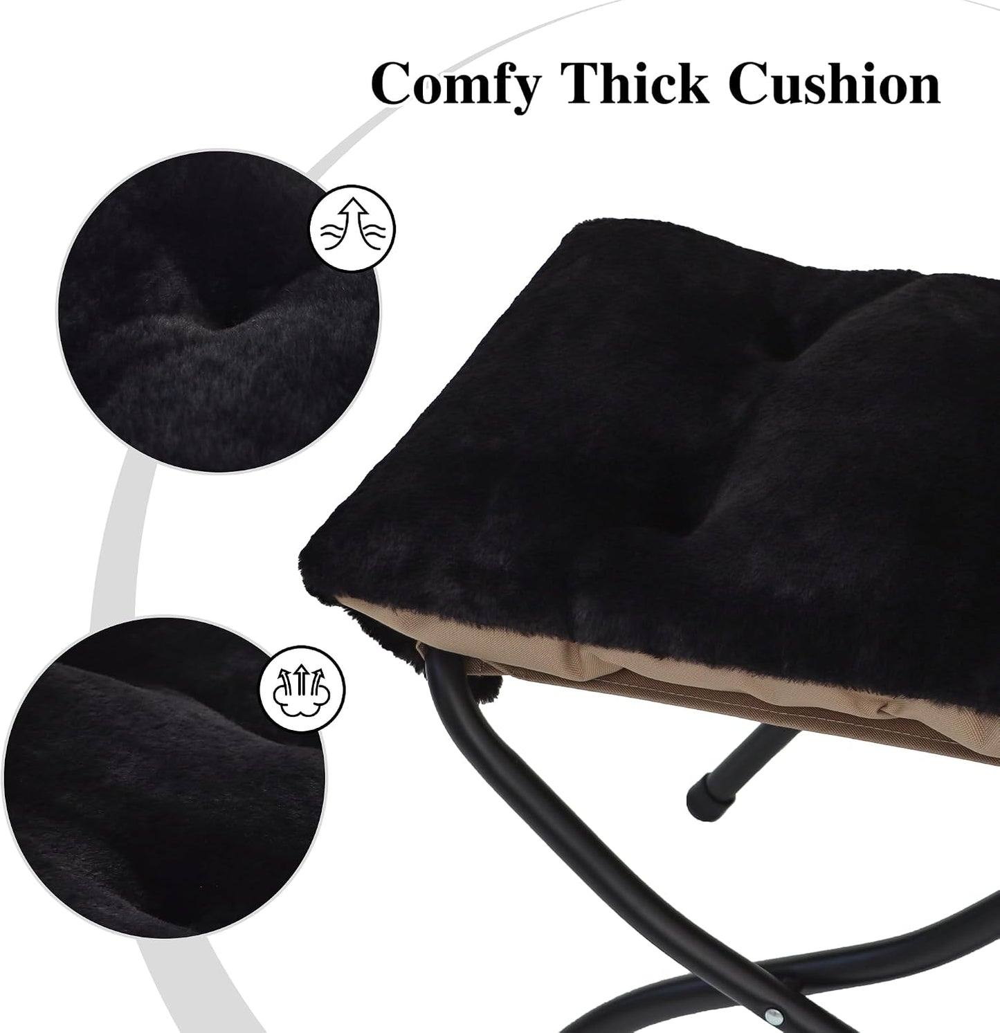 15"(H) Folding Ottoman, Foldable Footrest Stool, Portable Small Foot Stool for Couch, Collapsible Foot Rest Ottoman for Sofa, Accent Padded Ottomans for Living Room, Bedroom, Dark Grey