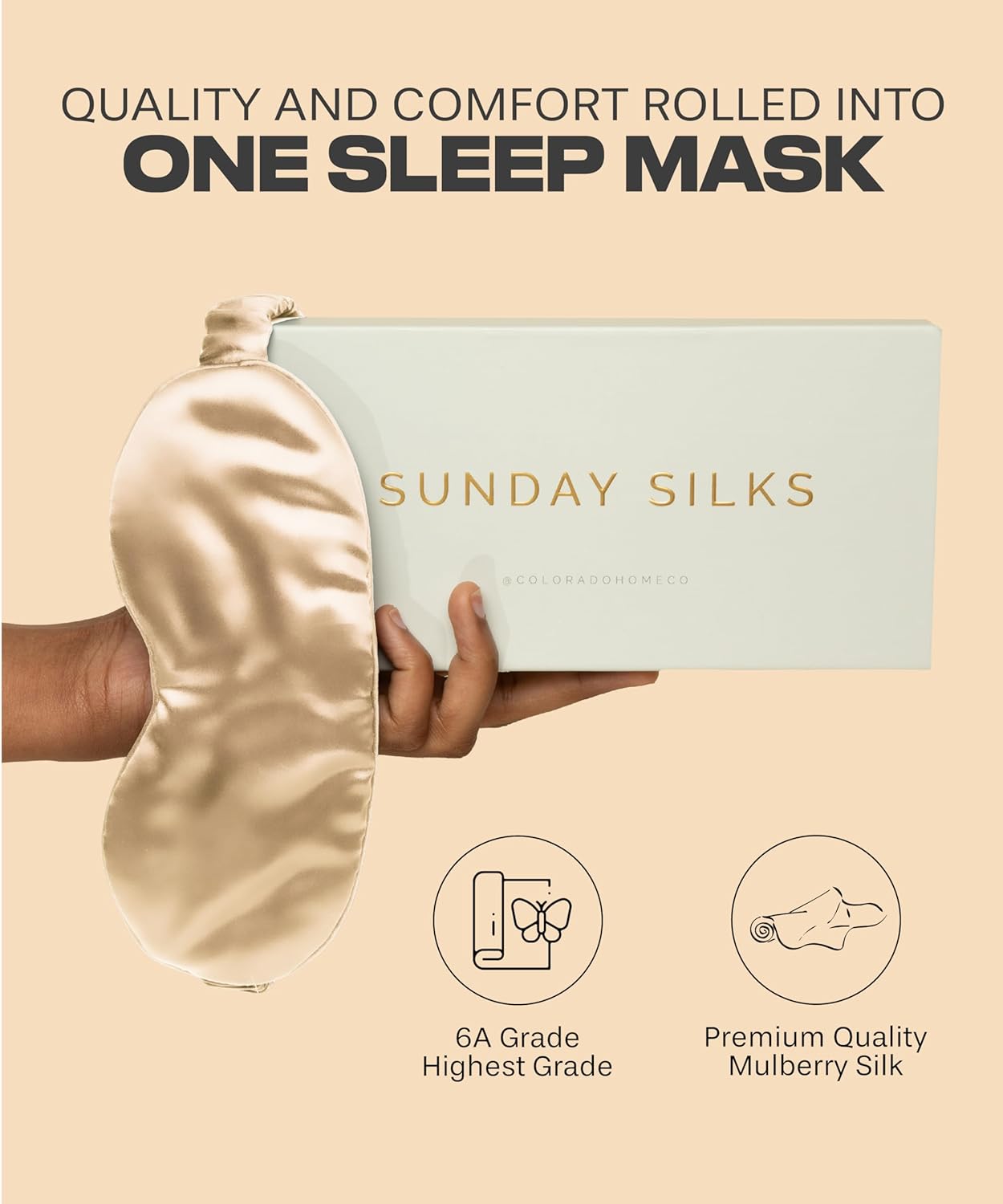 SUNDAYSILKS™ | Adjustable Silk Sleep Mask for Side Sleeper | Cloud-Like Comfort, Weighted for Deep Sleep | Soft Sleep Face Mask for Women & Men, Full Blackout, Cooling Silk Eye Mask for Sleeping