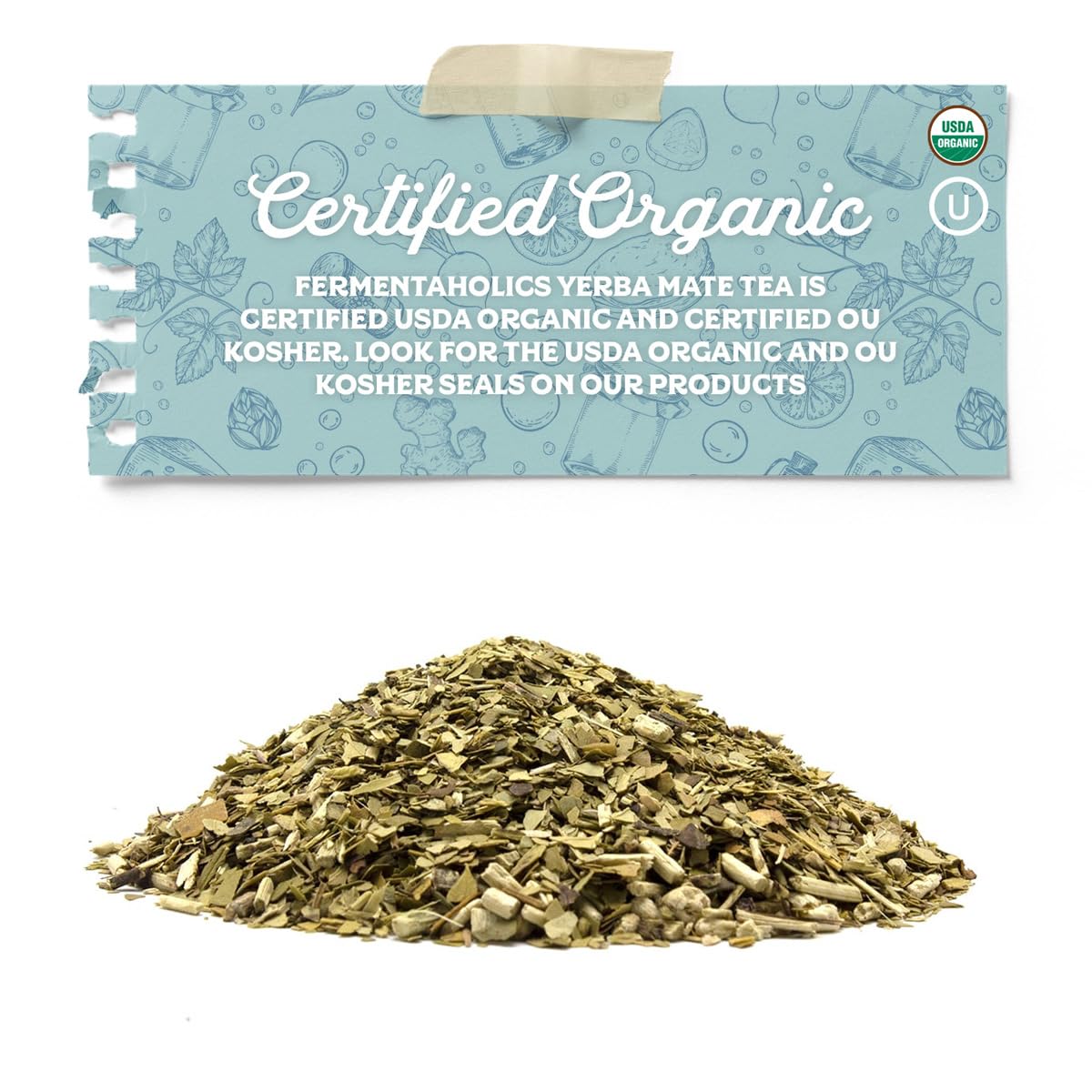 Fermentaholics Loose-Leaf Yerba Mate Tea – 4 oz – USDA Certified Organic & OU Kosher Certified – Perfect for Kombucha Brewing, Hot or Iced Tea – Premium Taste & Aroma