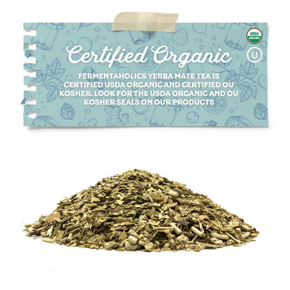 Fermentaholics Loose-Leaf Yerba Mate Tea – 4 oz – USDA Certified Organic & OU Kosher Certified – Perfect for Kombucha Brewing, Hot or Iced Tea – Premium Taste & Aroma