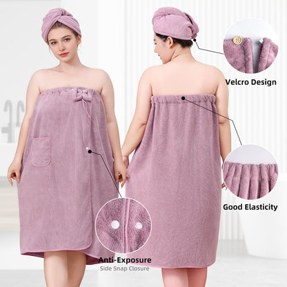 Towel Wrap for Women, Women'S Soft Wrap Towel Full Length，Bath Robe After Shower Female Plush Long，Spa Bathrobes Lightweight