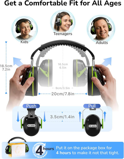 Dr.meter Ear Protection Ear Muffs, Noise Cancelling Headphones for Adults Kids 31dB Earmuffs for Noise Reduction, Hearing Protection for Shooting Gun Range, Mowing, Monster Jam, Sensory, Fireworks