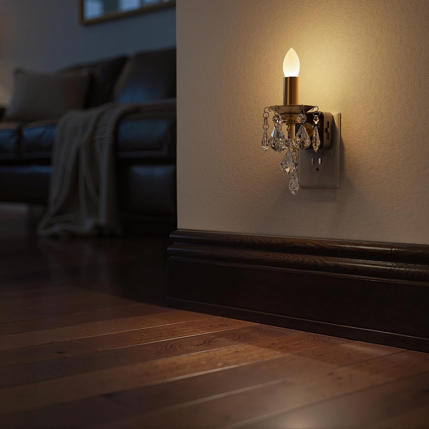Briignite Flameless Candle Night Light, 2 Pack, Night Lights Plug into Wall, Candle Nightlight with Light Sensor, 0-100LM Dimmable LED Night Light Plug in, 1800K Amber Nightlight for Hallway Bathroom