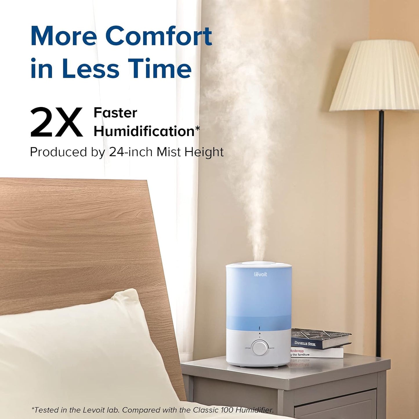 LEVOIT Humidifiers for Bedroom, Quiet, 3L Cool Mist, Essential Oil Diffuser | Top Fill/25Watt - Home/Large Room - 360° Nozzle - Rapid Ultrasonic Humidification for Baby Nursery/Plant