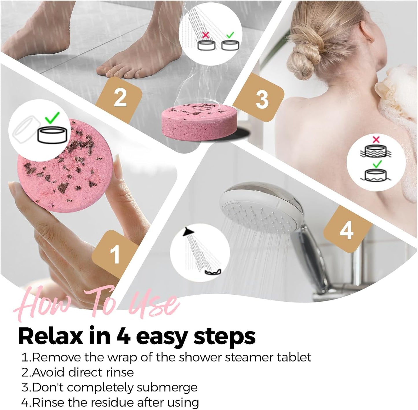 SWCANDY Shower Steamers Aromatherapy Travel Essentials Birthday Gifts for Women, Lavender 8 Pcs, Bath Bombs Shower Bombs with Natural Essential Oils, Relaxation Home SPA