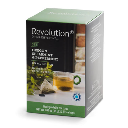 REVOLUTION TEA® Southern Mint [THE ORIGINAL] – Oregon Spearmint & Peppermint – Premium Full Leaf Tea – Biodegradable Infuser Tea Bags – Herbal Tea – Naturally Caffeine Free – 20 Bags