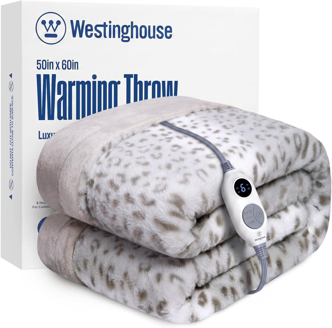 Westinghouse Heated Throw Blanket, Electric Blanket Throw with 6 Heating Levels and 2-10 Hours Time Settings, Flannel to Sherpa Super Cozy Heated Blanket Machine Washable, 50x60 inch, Charcoal