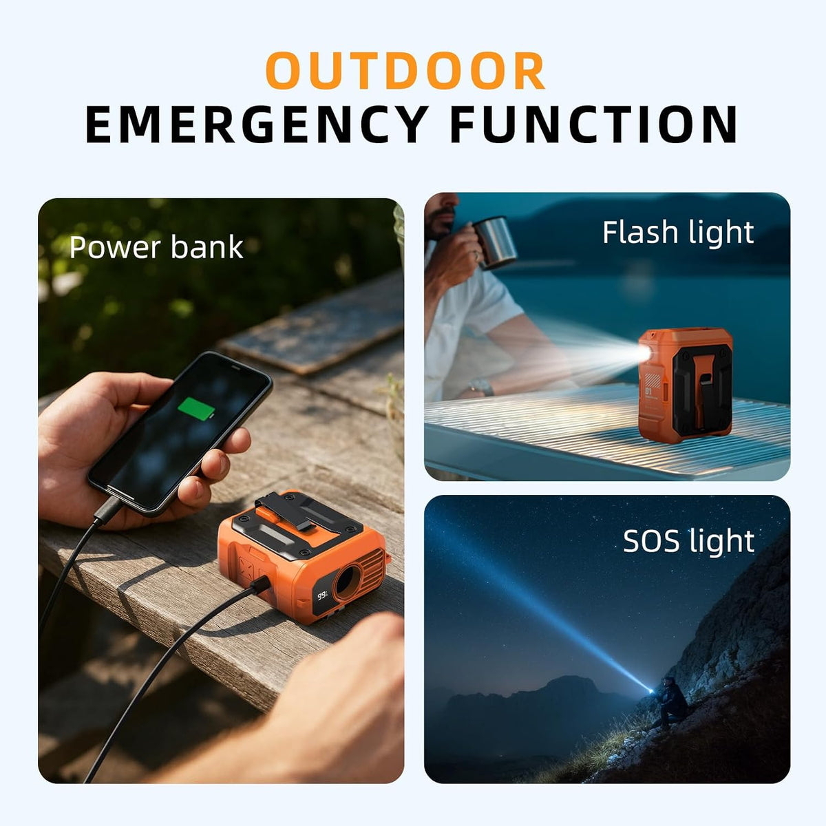 ASNUG Portable Waist Fan Rechargeable, 10000mAh Battery Powered & 45H Runtime, 10-Speed Personal Fan w/Lanyard, Flash Light, LED Display, Clip on Wearable Belt for Jogging Hiking Jobsite Warehouse