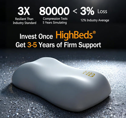 HighBeds Cervical Neck Pillow - Side Sleeper Pillow for Neck Pain Relief, Soft Ergonomic Memory Foam Pillows Ice Silk Zipperless Pillowcase, Eco-Friendly and Durable Material (White)