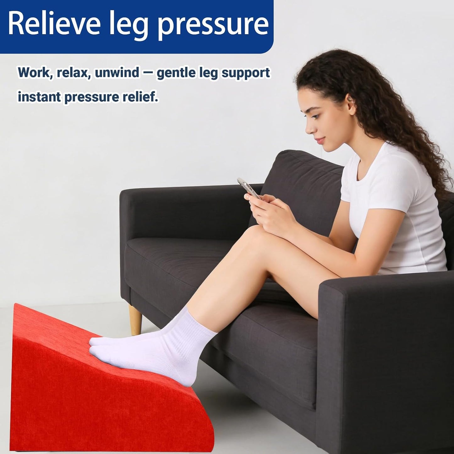Foot Rest for Under Desk at Work, Ergonomic Under Desk Footrest with Washable Cover for Office, Home & Gaming Leg Elevation Pillow Black