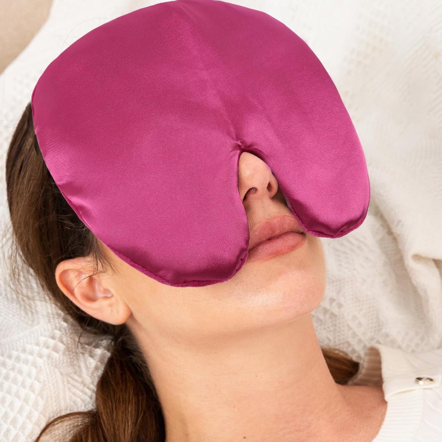 Weighted Sinus Mask, Warm Cold Compress Eye Mask for Dry Eyes, Migraine, Sinus Pressure Relief, Stress, Eye Pillow Microwavable Face Heating Pad for Puffy Eyes, Self-Care Gifts for Women (8x7 Inch)