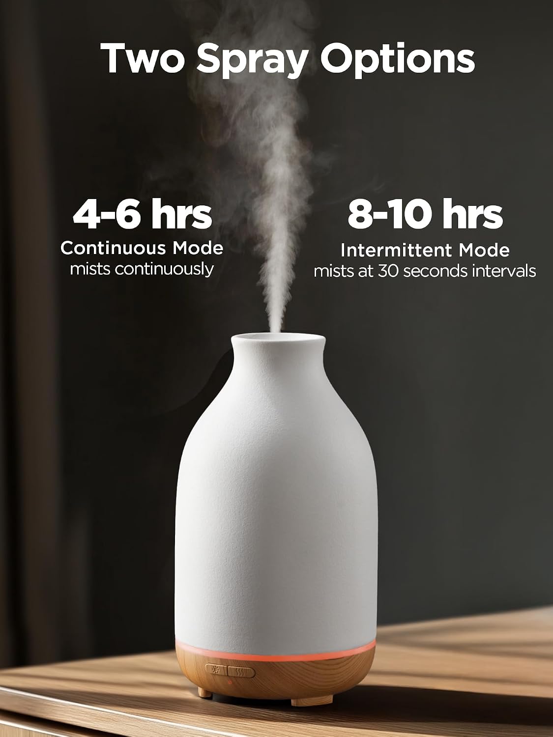 InnoGear Aromatherapy Diffuser, 150ml Ceramic Diffuser Mother's Gift Ultrasonic Humidifier Cool Mist Essential Oil Diffusers for Home Air Diffuser with 2 Mist Modes Waterless Auto Off, White