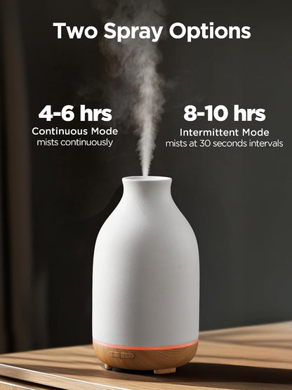 InnoGear Aromatherapy Diffuser, 150ml Ceramic Diffuser Mother's Gift Ultrasonic Humidifier Cool Mist Essential Oil Diffusers for Home Air Diffuser with 2 Mist Modes Waterless Auto Off, White