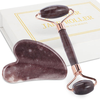 Jade Roller for Face, Facial Roller Massager Skin Care Tool, Gua Sha Facial Tools for Face, Neck, Eyes, Reduce Puffiness of The Skin - White