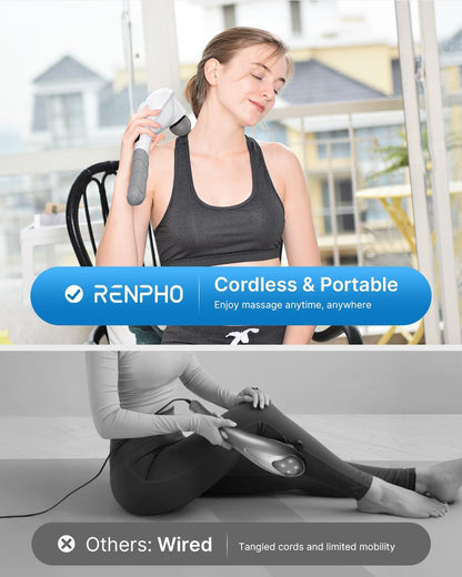 RENPHO Extend Massage Gun, Electric Handheld Massage Gun Deep Tissue, Portable Mini Massage Guns Type-C Charging, Percussion Massager for Neck and Back, Gifts for Women/Men
