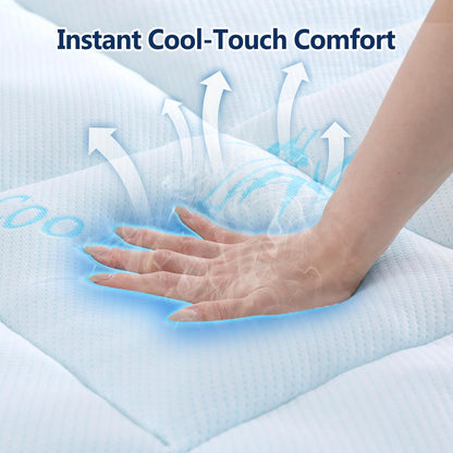 DOWNCOOL 100% Waterproof King Mattress Topper, Cooling Pillow Top Memory Foam Mattress Topper for Hot Sleepers, Viscose Derived from Bamboo, Deep Pocket Fits 8-21 Inch