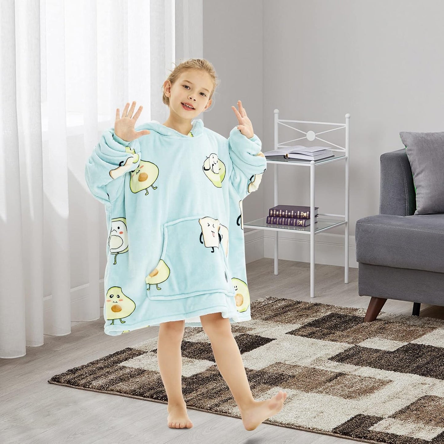 THREE POODLE Wearable Blanket Hoodie for Women, Oversized Sherpa Sweatshirt Blanket for Adults Men, Cozy Hooded Blankets, Gifts for Teen Girls Women Mom Sister