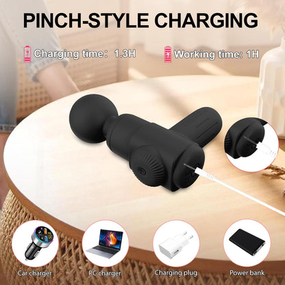 Handheld Massager for Women, Mini Powerful Deep Tissue Massager for Back, Neck & Muscle Pain Relief, Waterproof Portable with 10 Vibration Modes.(Black)