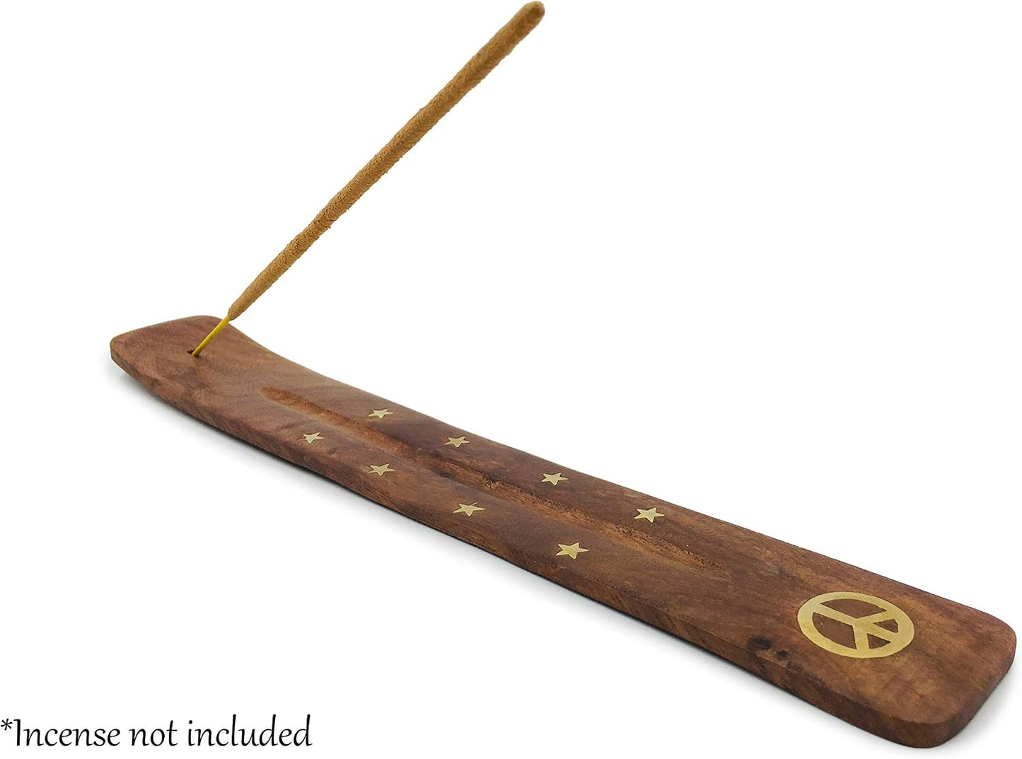 Moon and Stars Incense Holder - Wooden Ash Catcher with Celestial Design for Single Incense Sticks - Meditation Accessories, Spiritual Decor, Home Fragrance, Room Decor (10 Inches Long)