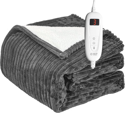Tefici Heated Blanket Throw 50"x60", Ultra Soft 2-Layer Flannel Electric Blanket, for Home Office Sofa,3 Heat Settings, 4H Auto Off, ETL FCC Certified, Overheat Protection, Machine Washable, Camel