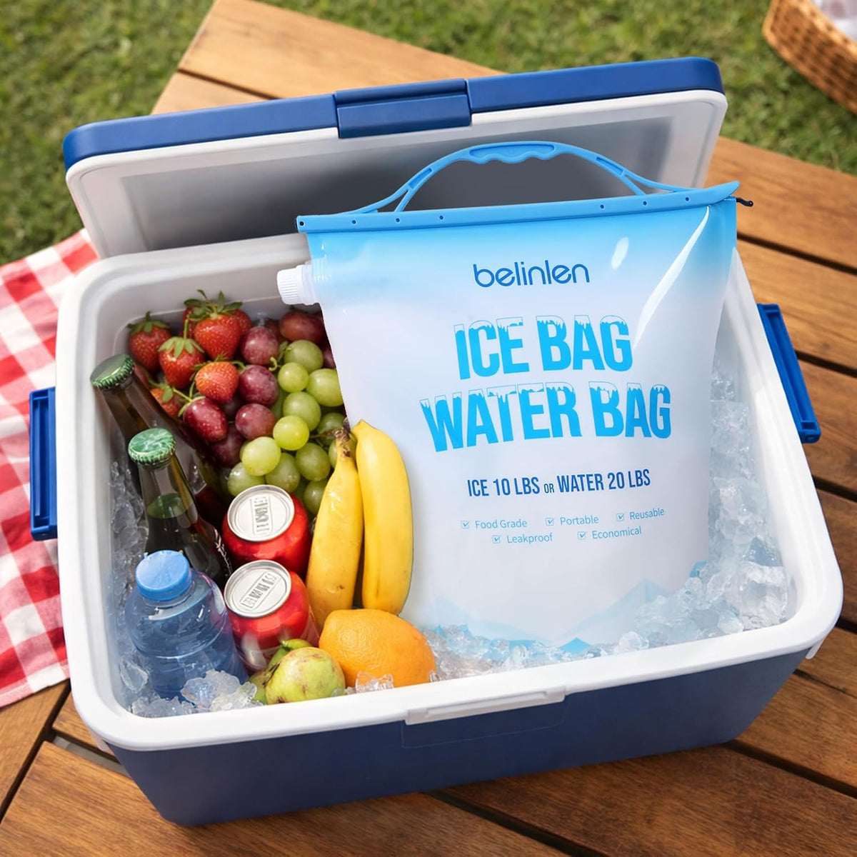 6 Pack Reusable Ice Bags for Cooler 5lb / 10lb Cooler Ice Cube Bag