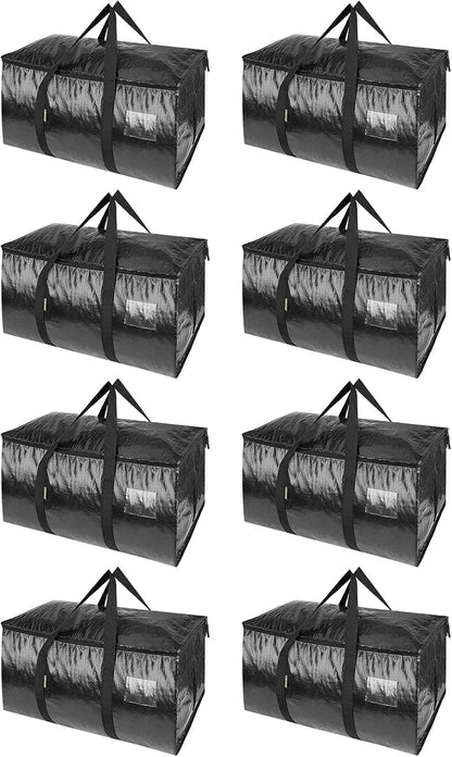 BALEINE Oversized Moving Bags with Reinforced Handles, Heavy-Duty Storage Tote for Clothes, Moving Supplies (Clear)