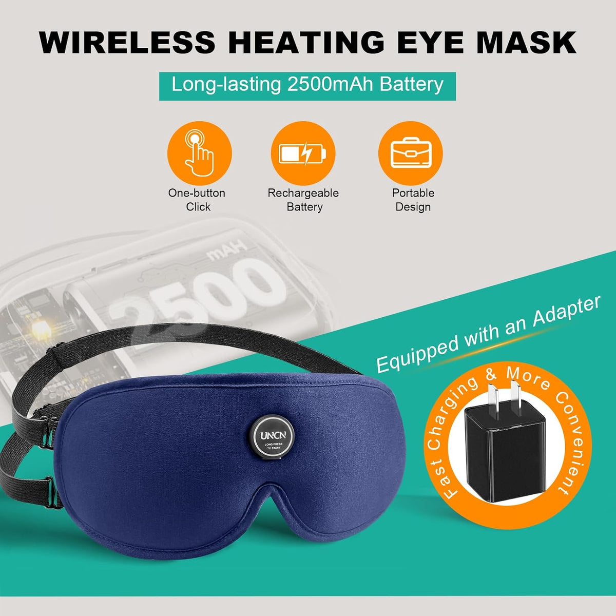 UNCN Heated Eye Mask for Dry Eyes Cordless Rechargeable 4 Temp Settings