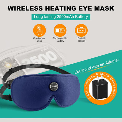 UNCN Heated Eye Mask for Dry Eyes Cordless Rechargeable 4 Temp Settings