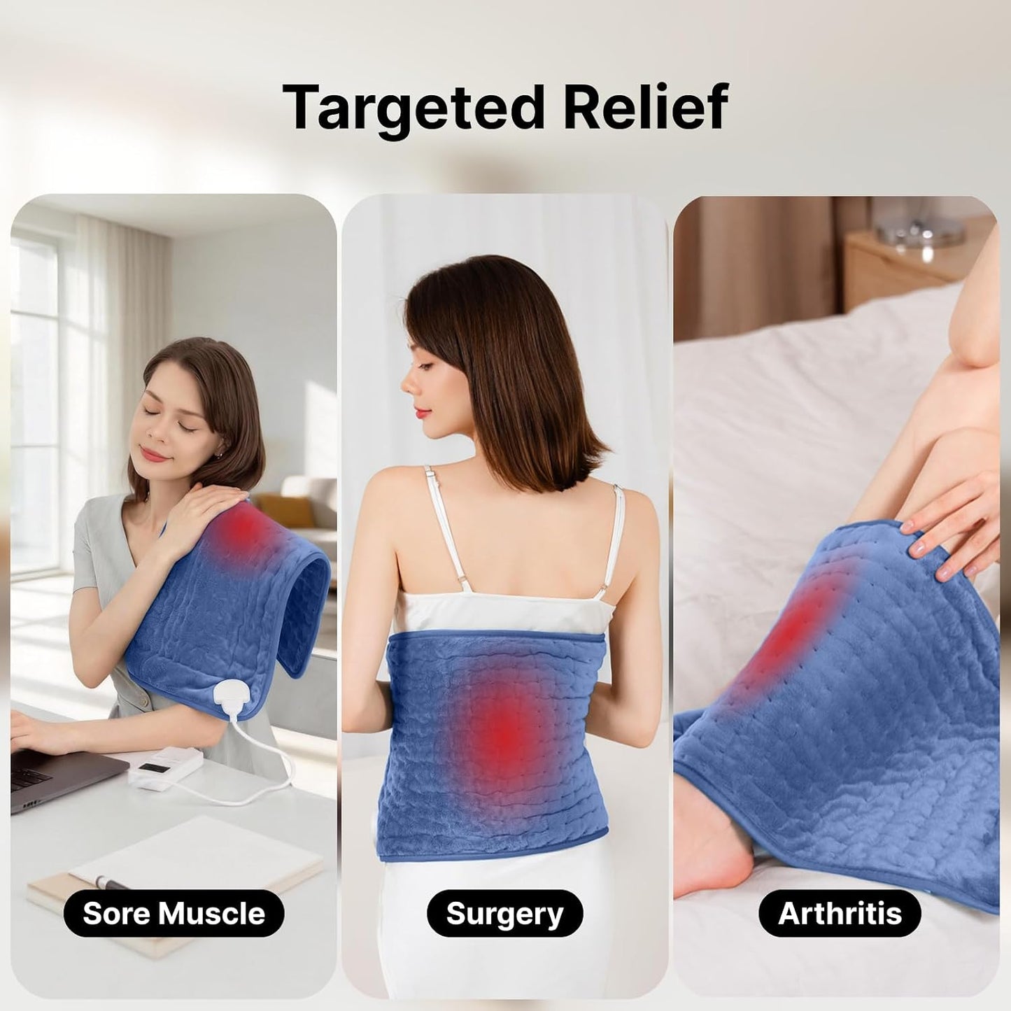 Heating Pad for Back, Neck, and Shoulder Pain Relief, Electric Heat Pad with 6 Heat Levels, Moist Heat Option, Auto Shut-Off, Birthday Christmas Gifts for Women Men Mom Dad Grandma, Gifts for her