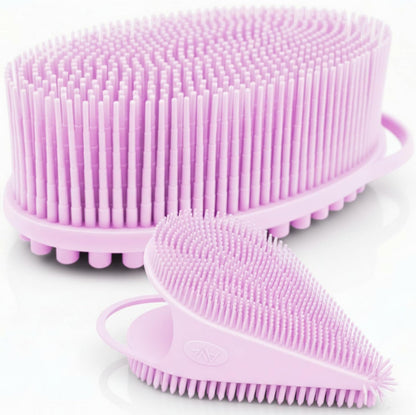 Avilana Premium Silicone Body Scrubber - Trusted Since 2017 - SGS Certified Food Grade Dual Sided Bath Brush, Quick-Dry Exfoliating Loofah Alternative, Massage Brush Sensitive Skin Women Men