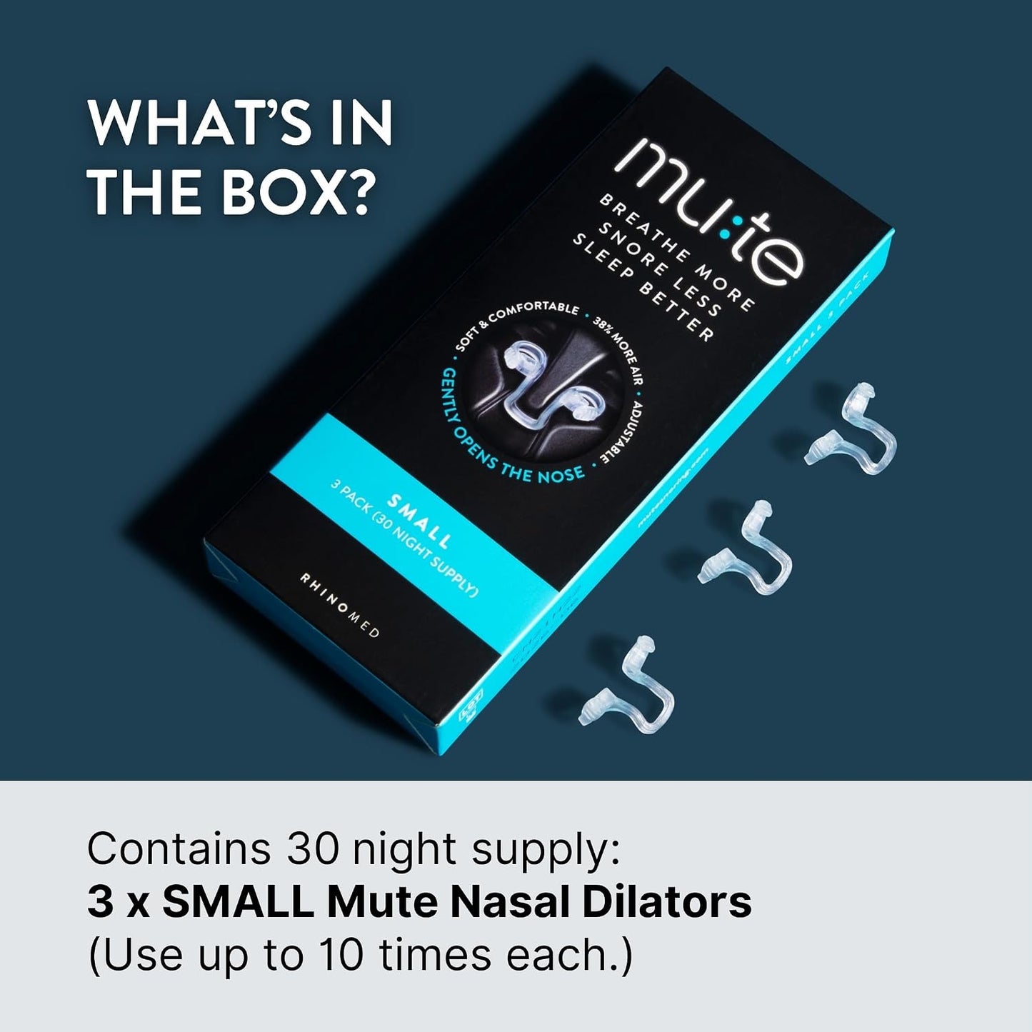 Mute Nasal Dilator Snoring Solution | Starter Pack 3 Sizes | Snore Less & Sleep Better | Nasal Strip Alternative | Comfortable Breathing Aids for Better Sleep & Improved Airflow