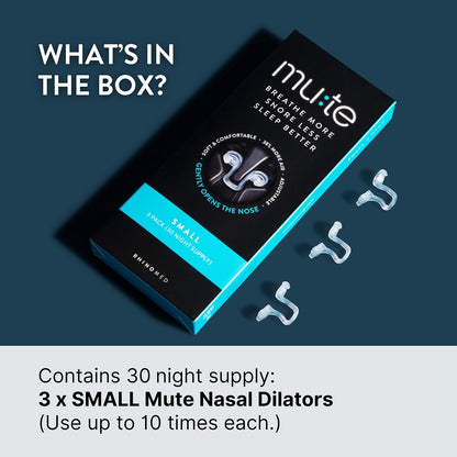 Mute Nasal Dilator Snoring Solution | Starter Pack 3 Sizes | Snore Less & Sleep Better | Nasal Strip Alternative | Comfortable Breathing Aids for Better Sleep & Improved Airflow